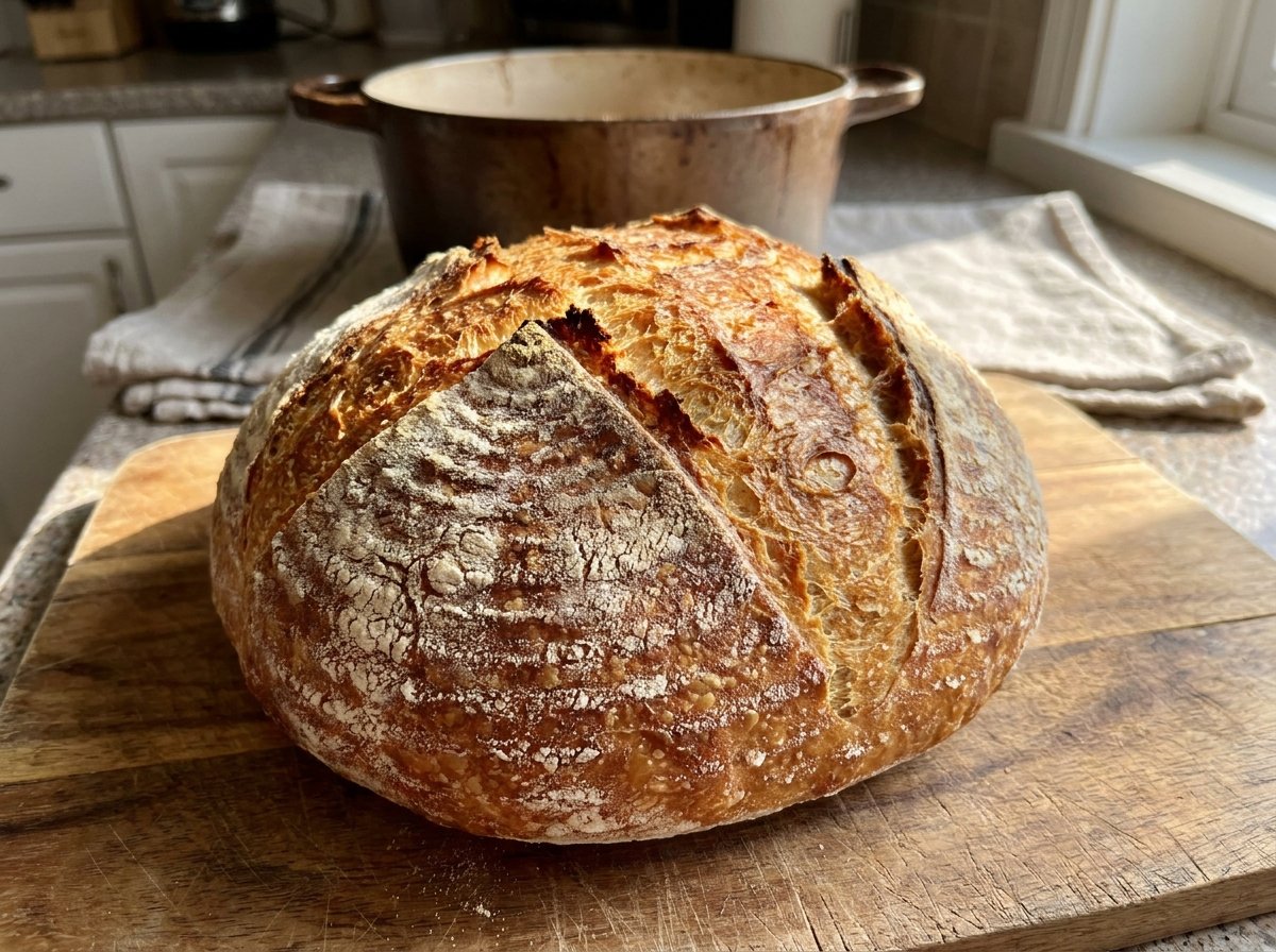 dutch oven no knead artisan bread recipe overnight rise 12 hours